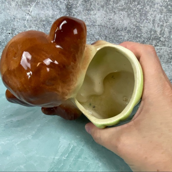 Puppy American Bisque Pottery Planter Green boot - Picture 5 of 8